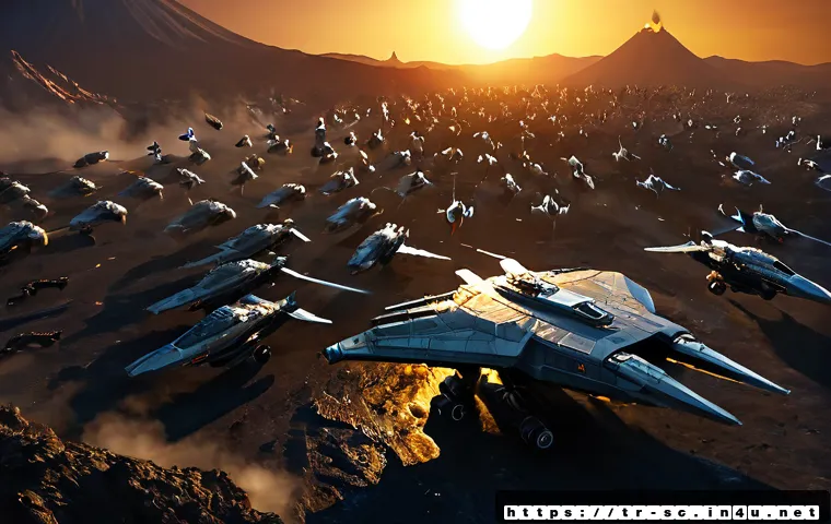 Home 15 저그 스컬지 활용 가이드 - Cinematic realistic 3D strategy game scene, a flock of small biomechanical alien flying creatures sw...